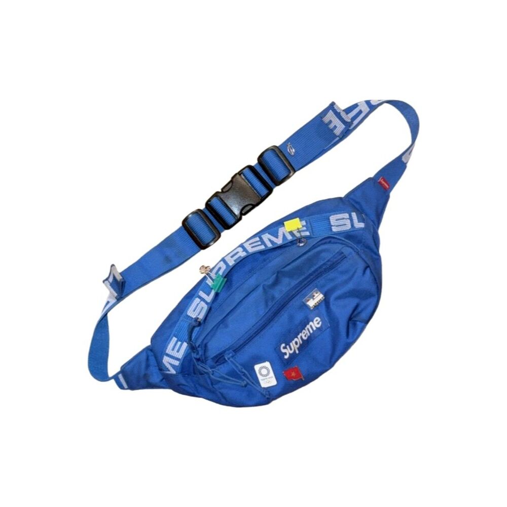 supreme blue logo print fanny pack